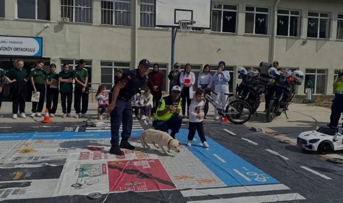 Kırklareli Pınarhisar'da jandarma ekipleri, öğrencilere yaya güvenliği ve okul servis