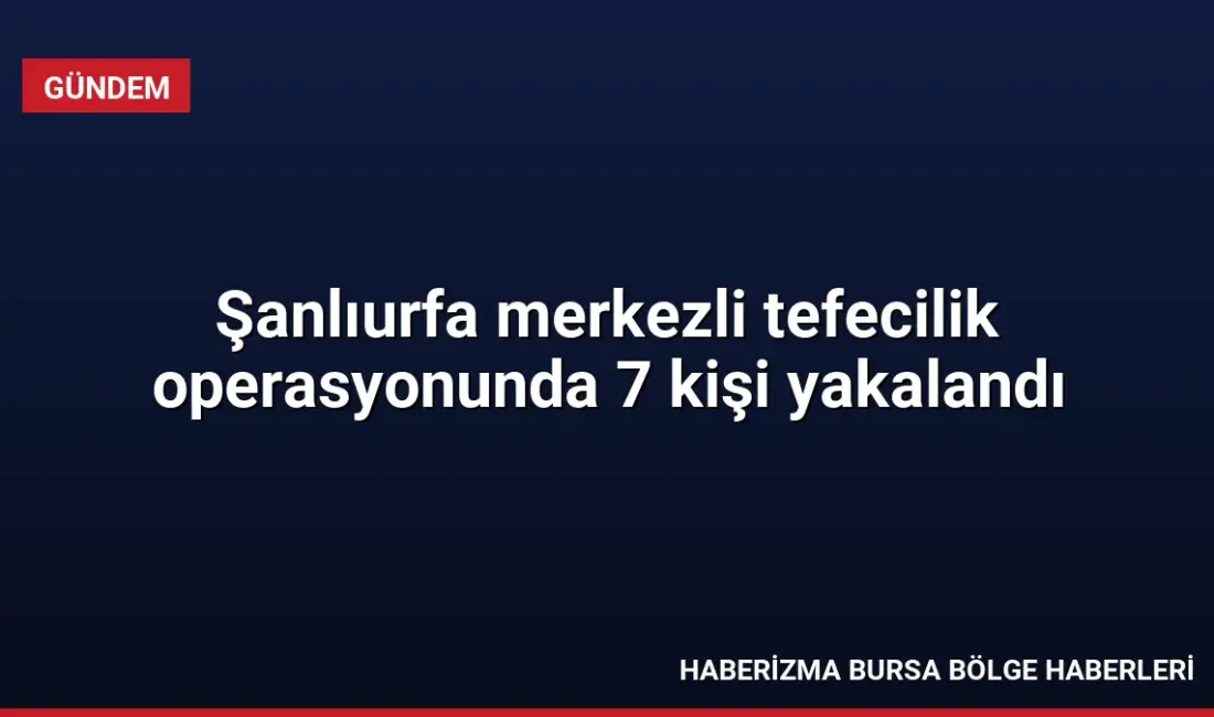 Şanlıurfa'da tefecilik yaparak suç örgütlerine finansman sağladığı belirlenen 7 kişi,