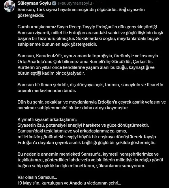 AK Parti İstanbul Milletvekili Süleyman Soylu, Cumhurbaşkanı Recep Tayyip Erdoğan’ın