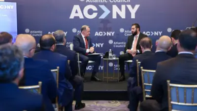 Suriye Devlet Başkanı Ahmed eş-Şara, New York’ta düzenlenen Atlantic Council
