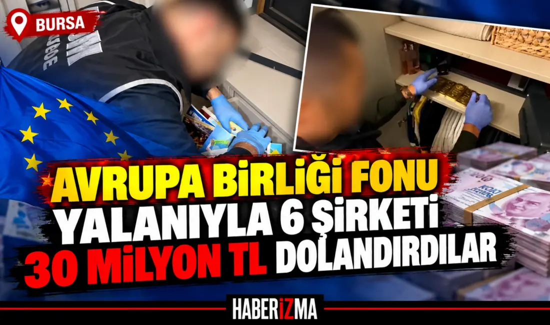 Bursa’da danışmanlık firması adı altında faaliyet gösteren şüphelilerin, Avrupa Birliği
