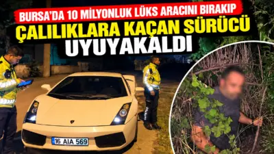 Bursa’da alkol denetimini gören sürücü, lüks spor otomobilini geri vitese