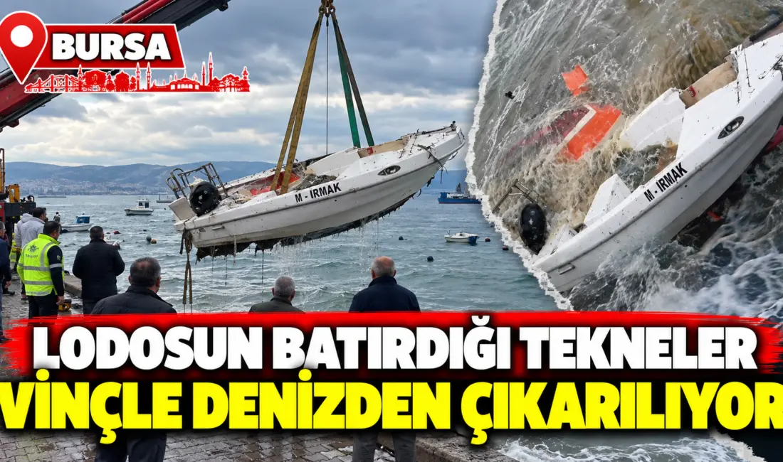 Bursa’nın Gemlik ilçesi ile Kumla Sahili’nde etkili olan şiddetli lodos