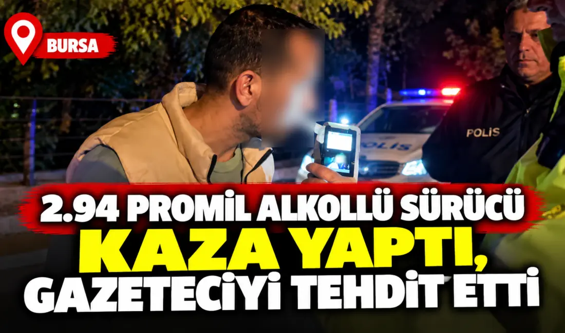 Bursa’da direksiyon hakimiyetini kaybeden alkollü sürücü, kaldırıma çıkarak lastiğini patlattı.