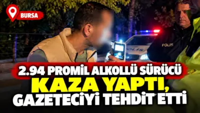 Bursa’da direksiyon hakimiyetini kaybeden alkollü sürücü, kaldırıma çıkarak lastiğini patlattı.