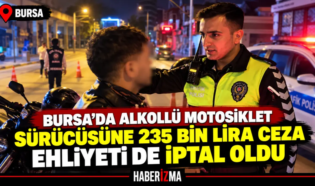 Bursa’da alkol denetimi yapan ekipleri gören motosiklet sürücüsü, önce ters