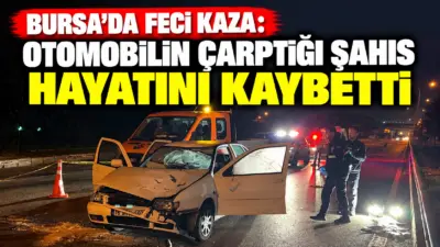 Bursa’da ana yoldan karşıya geçmek isteyen bir kişiye seyir halindeki