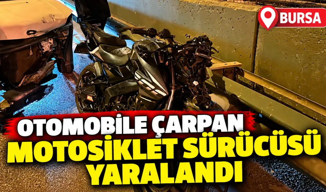 Bursa’da otomobile çarpan motosiklet sürücüsü yaralandı. Kaza sebebiyle yol, tek