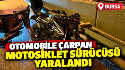 Bursa’da otomobile çarpan motosiklet sürücüsü yaralandı. Kaza sebebiyle yol, tek