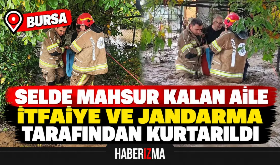Bursa’nın İznik ilçesinde sel sularının taşması sonucu evlerinde mahsur kalan