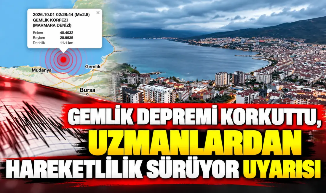 Bursa’nın Gemlik ilçesinde sabaha karşı yaşanan 2,8 büyüklüğündeki deprem Yalova