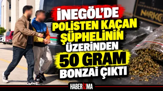 Bursa’nın İnegöl ilçesinde polisten kaçan şüphelinin üzerinde yaklaşık 50 gram