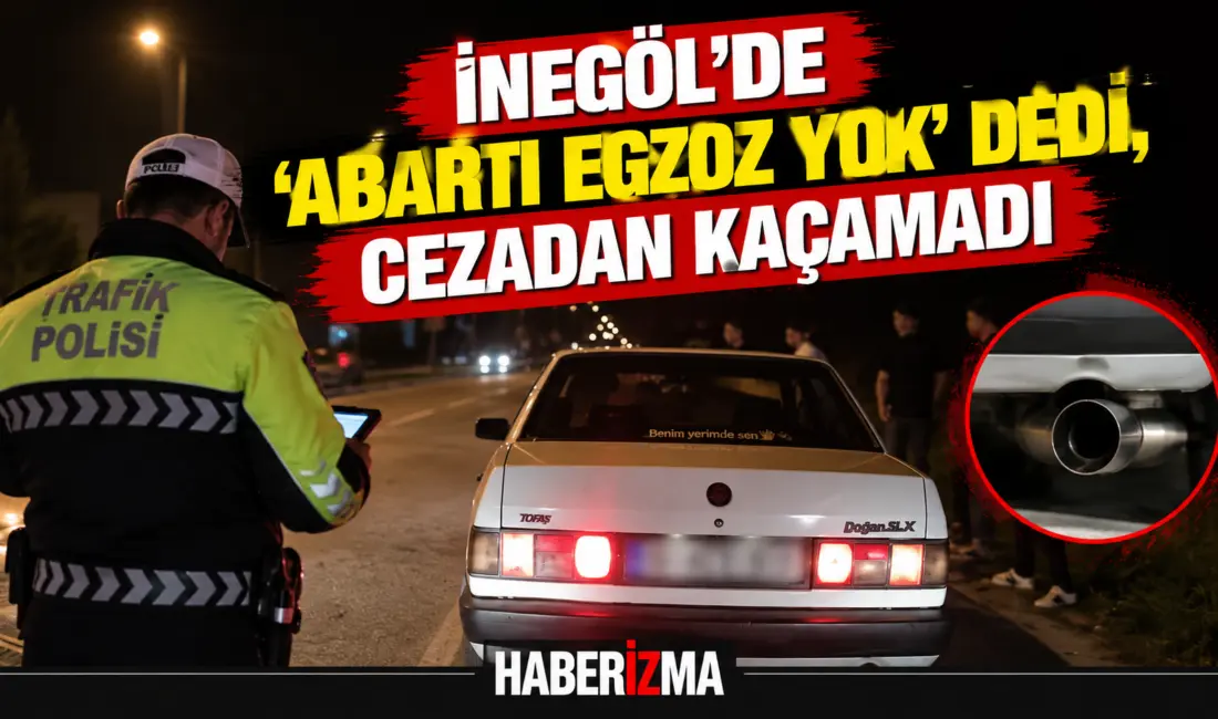 Bursa’nın İnegöl ilçesinde polis uygulamasının yanından abartı egzoz sesiyle geçen