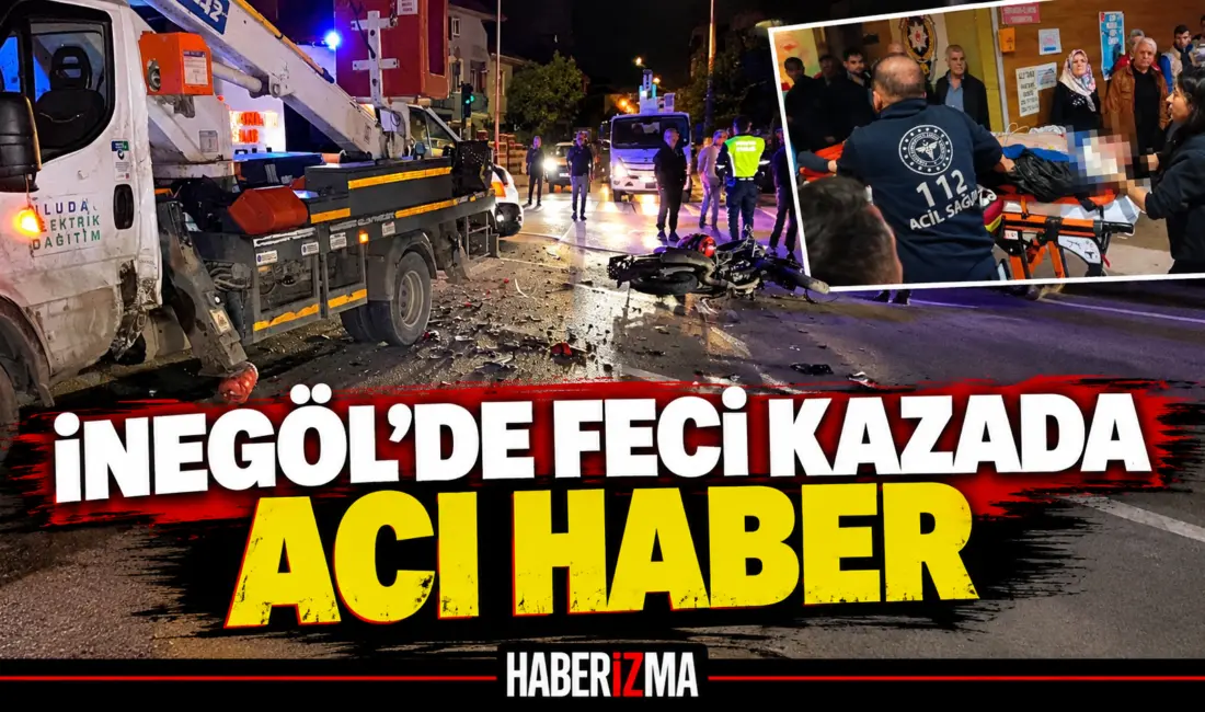 Bursa’nın İnegöl ilçesinde motosiklet ile kamyonet vincin çarpışması sonucu meydana