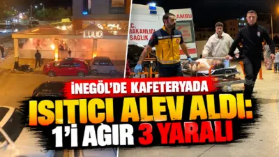 Bursa’nın İnegöl ilçesinde bir kafeteryada ısıtıcının bir anda harlayarak alev
