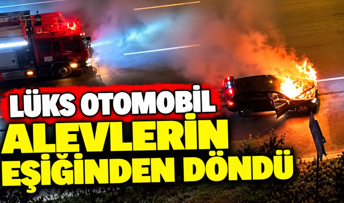 Bursa’nın Mudanya ilçesinde seyir halindeki lüks otomobilin motor kısmından çıkan
