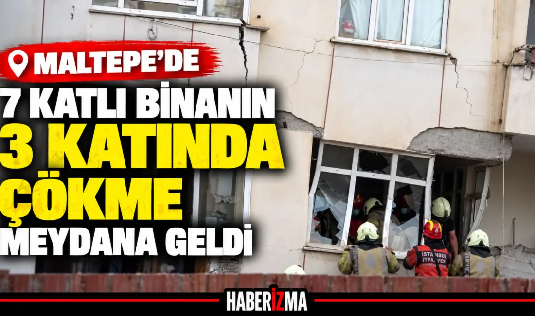 Maltepe’de 7 katlı bir binanın 3 katında çökme meydana geldi.