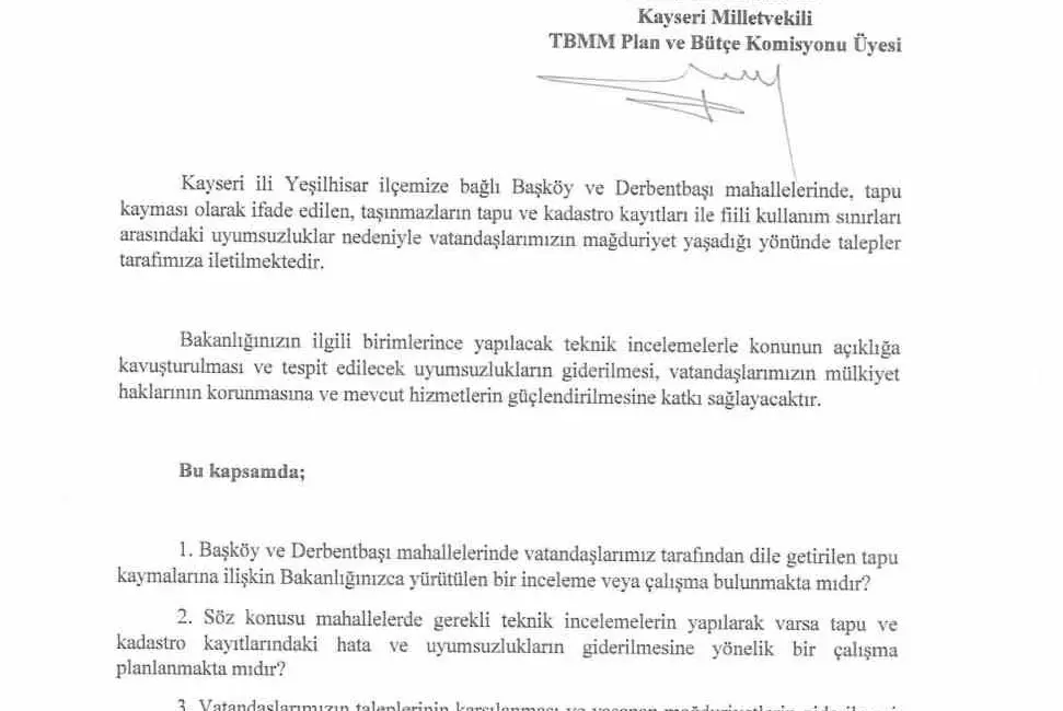 Milliyetçi Hareket Partisi (MHP) Kayseri Milletvekili Baki Ersoy, Yeşilhisar ilçesi