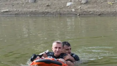 Bursa Büyükşehir Belediyesi İtfaiye Dairesi Başkanlığı ekipleri, Demirtaş Barajı’nda insansız