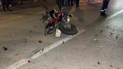 Bursa’nın İnegöl ilçesinde meydana gelen trafik kazasında kamyonet ile motosiklet