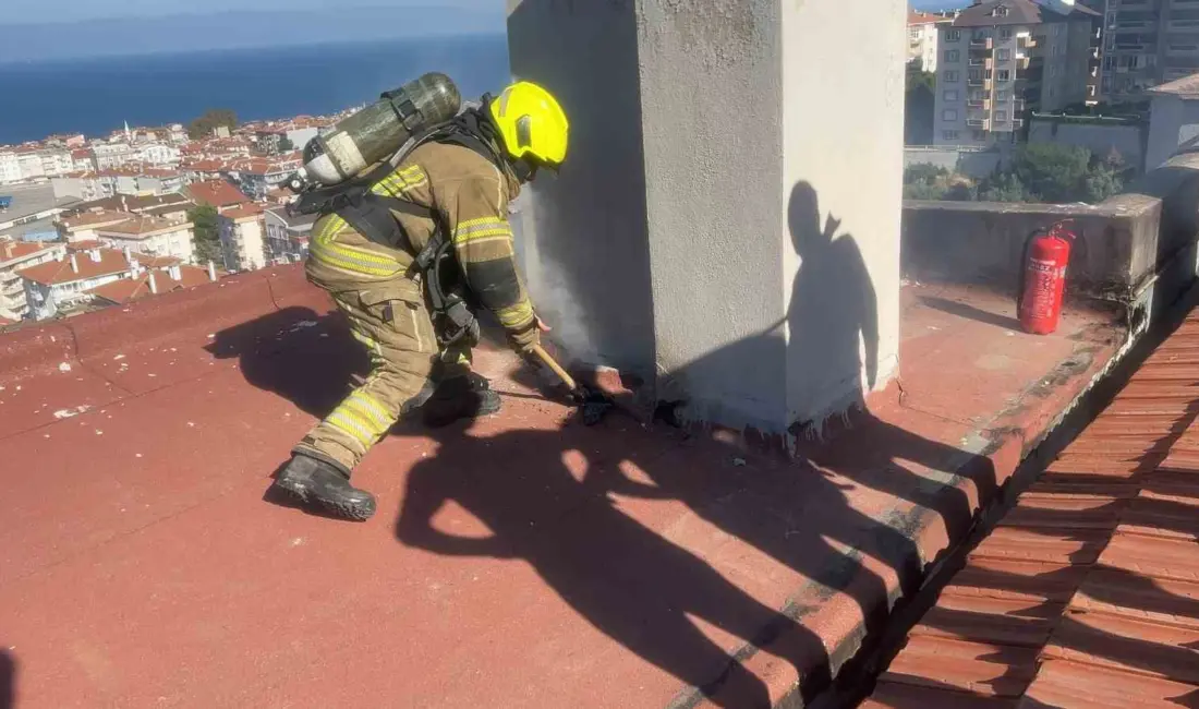 Bursa’nın Mudanya ilçesinde bir sitenin çatı kısmında tadilat çalışmalarının ardından
