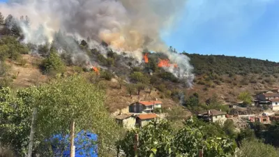 Bursa’nın Büyükorhan ilçesi Piribeyler Mahallesi Mazlumlar mevkiinde çıkan orman yangınına