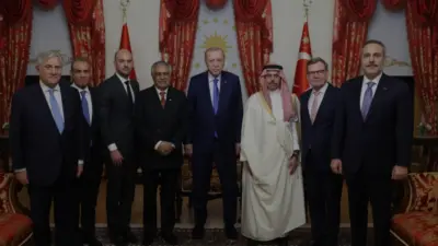 Cumhurbaşkanı Erdoğan, İstanbul'da düzenlenen R4+E3 Dışişleri Bakanları Toplantısı için Türkiye'ye
