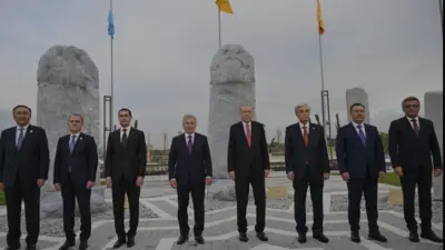 Cumhurbaşkanı Erdoğan, Cumhurbaşkanlığı Külliyesi'nde Türk Devletleri Medeniyet Parkı'nın açılışını liderlerle